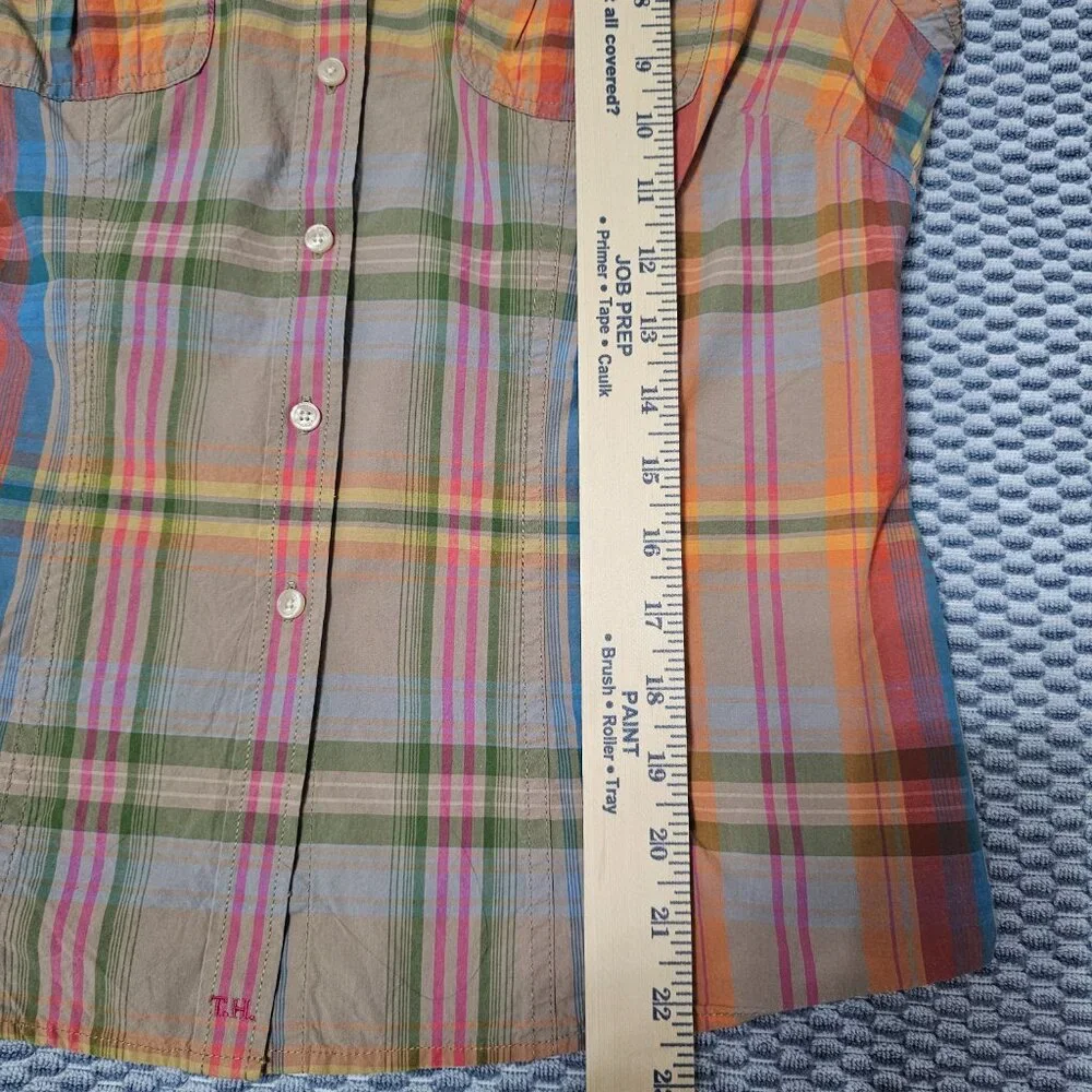Tommy Hilfiger Multi-Color Plaid Button-Down Short Sleeves Shirt - Size Medium - Picture 6 of 6